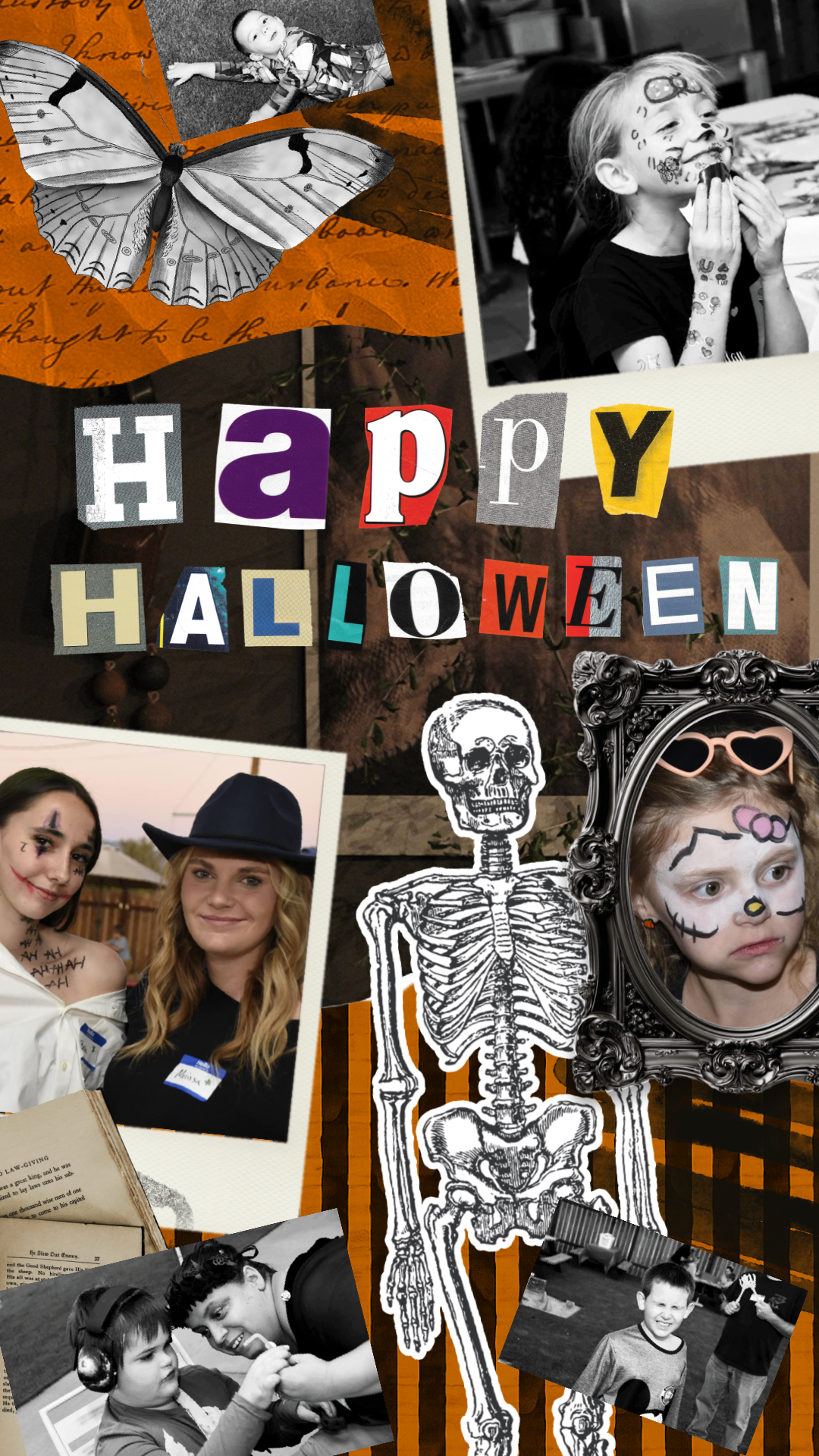 Happy Halloween collage of Camp VFAB families in costume, face paint, and sensory-friendly play